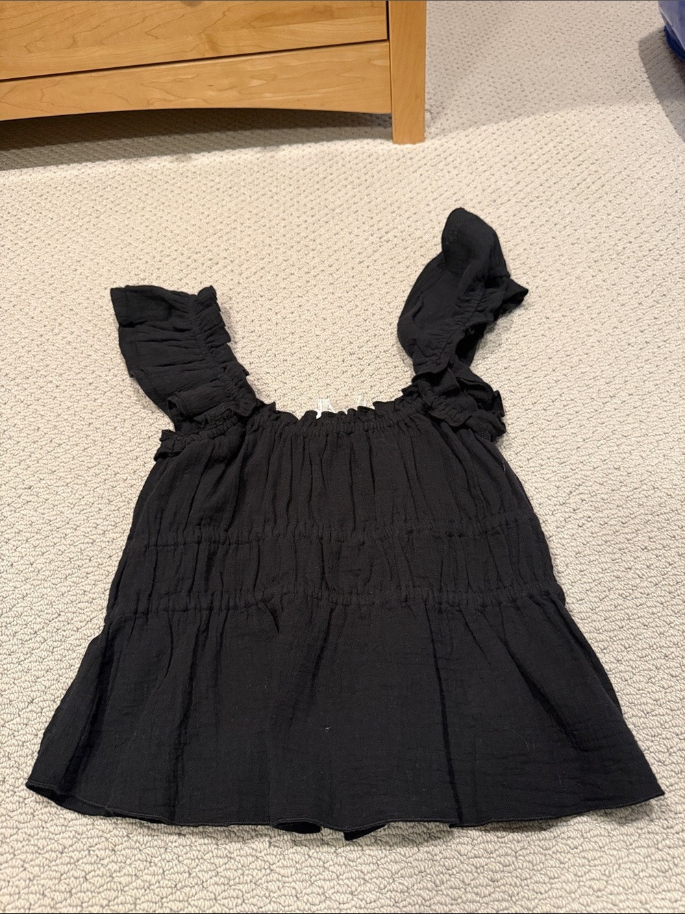 Steve Madden Black Ruffled Button-Front Tank - Picture 2 of 3